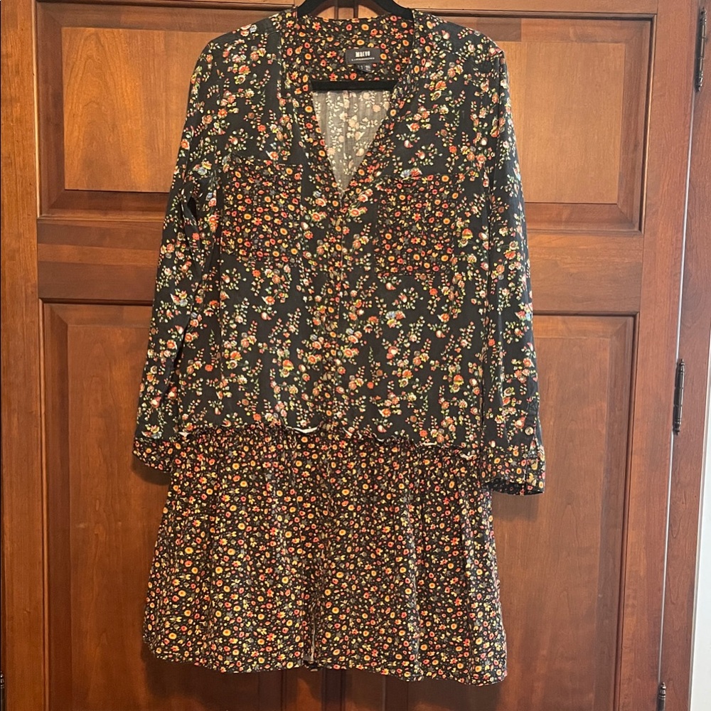 Anthropologie Maeve Black Floral Dress